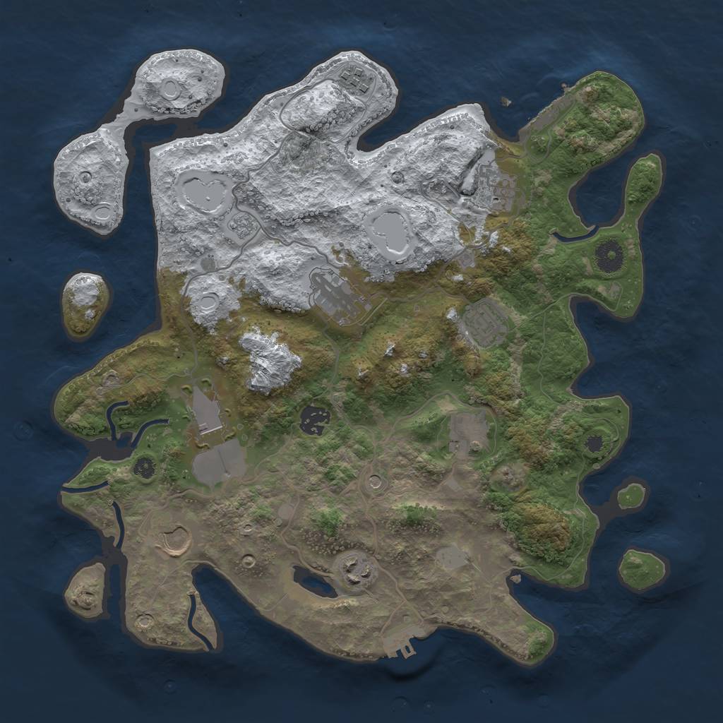 Rust Map: Procedural Map, Size: 3600, Seed: 2590, 18 Monuments