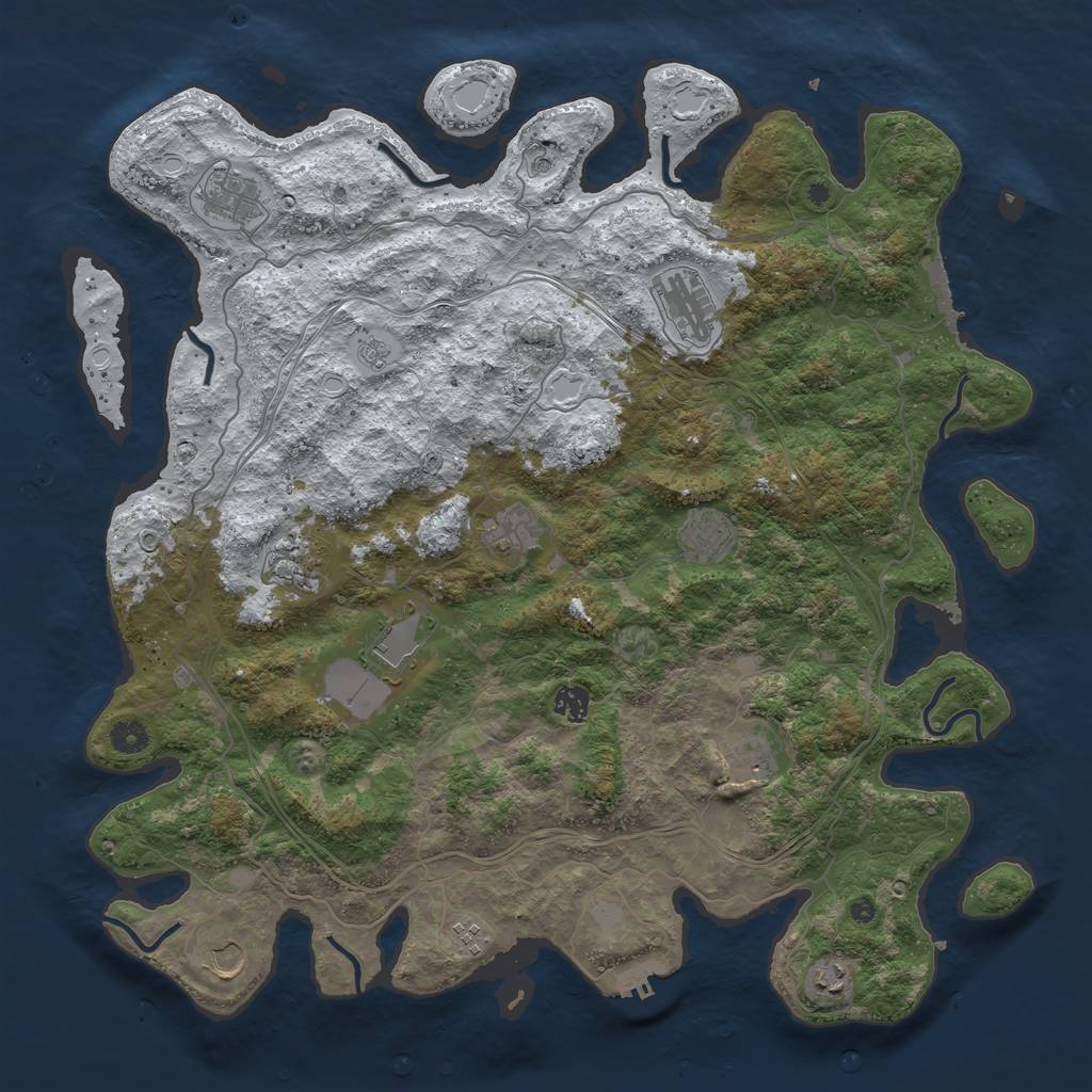 Rust Map: Procedural Map, Size: 4500, Seed: 956471392, 20 Monuments