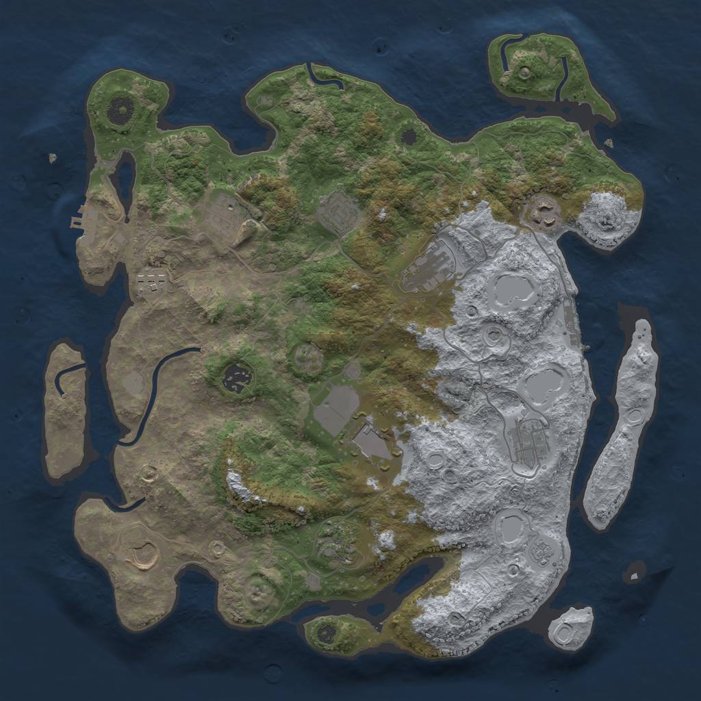 Rust Map: Procedural Map, Size: 3800, Seed: 2066698422, 19 Monuments
