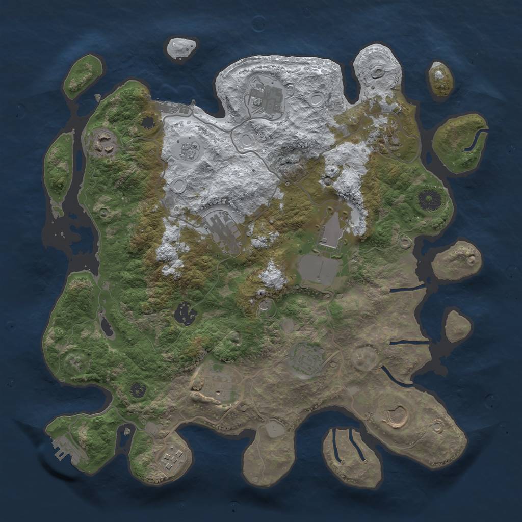Rust Map: Procedural Map, Size: 3500, Seed: 617384094, 19 Monuments