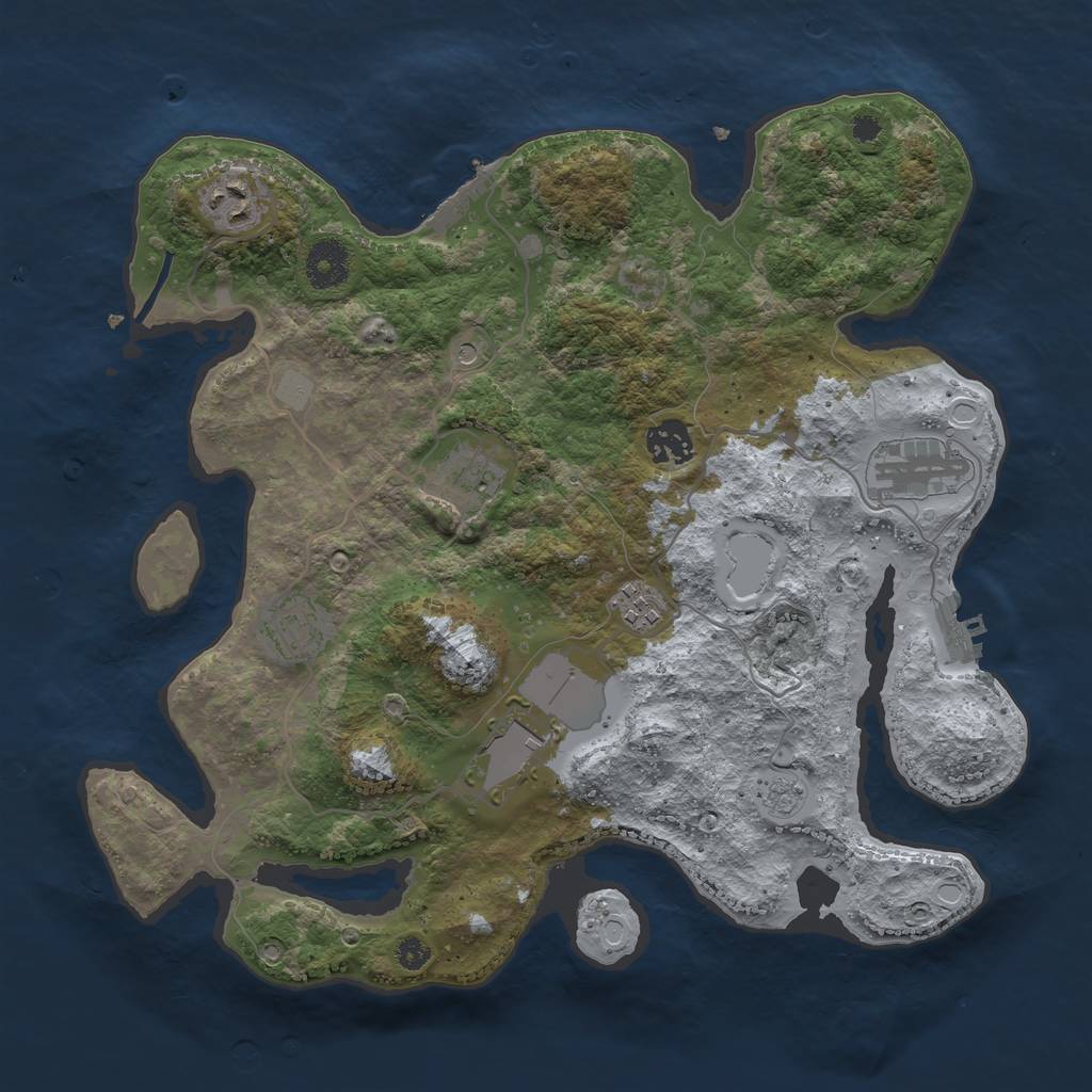 Rust Map: Procedural Map, Size: 3500, Seed: 35598898, 16 Monuments