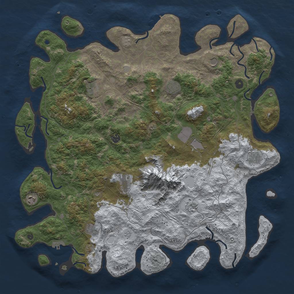 Rust Map: Procedural Map, Size: 5000, Seed: 425661454, 20 Monuments