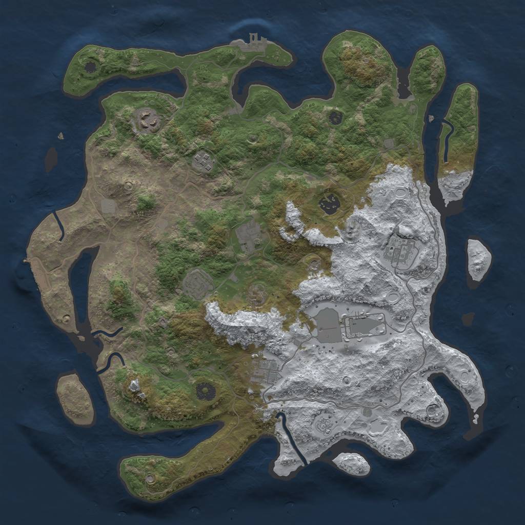 Rust Map: Procedural Map, Size: 4000, Seed: 1774582323, 17 Monuments