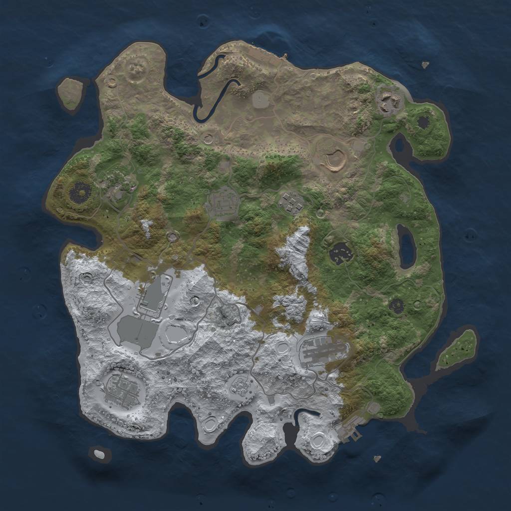 Rust Map: Procedural Map, Size: 3500, Seed: 1611579106, 18 Monuments