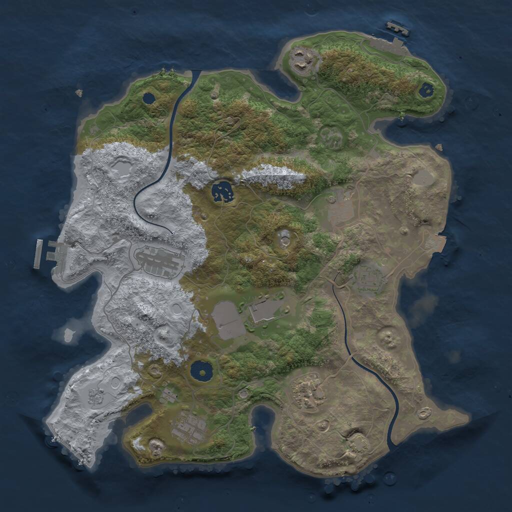 Rust Map: Procedural Map, Size: 3500, Seed: 1820116744, 14 Monuments