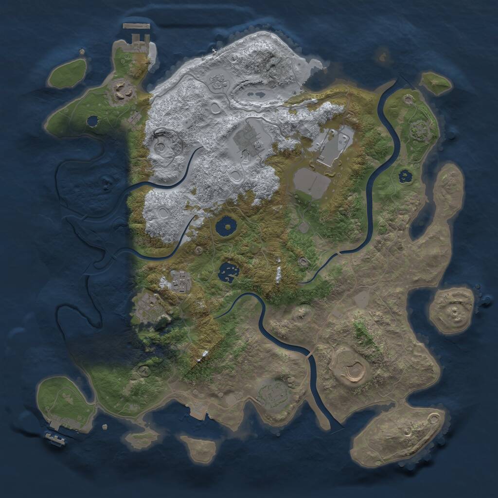 Rust Map: Procedural Map, Size: 3700, Seed: 1346634834, 14 Monuments