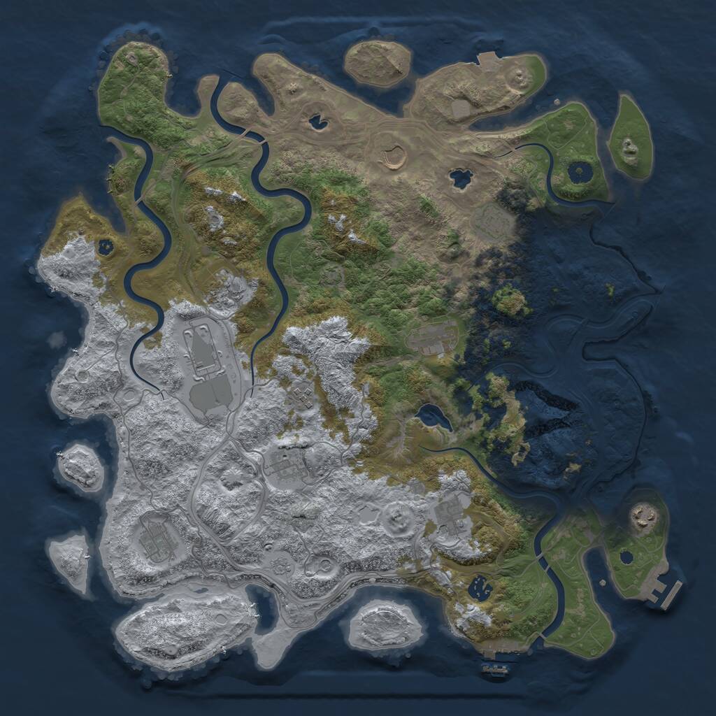 Rust Map: Procedural Map, Size: 4500, Seed: 1440781955, 17 Monuments