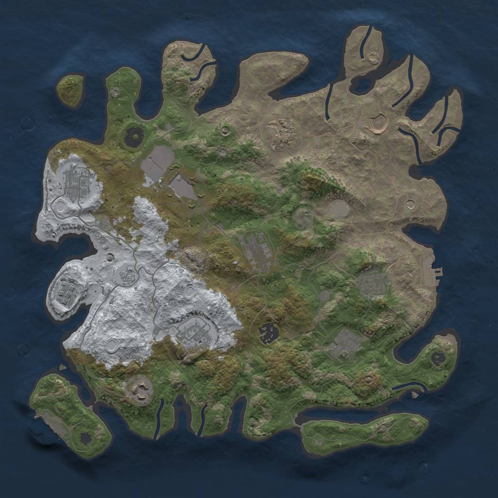 Rust Map: Procedural Map, Size: 3700, Seed: 1659913416, 20 Monuments