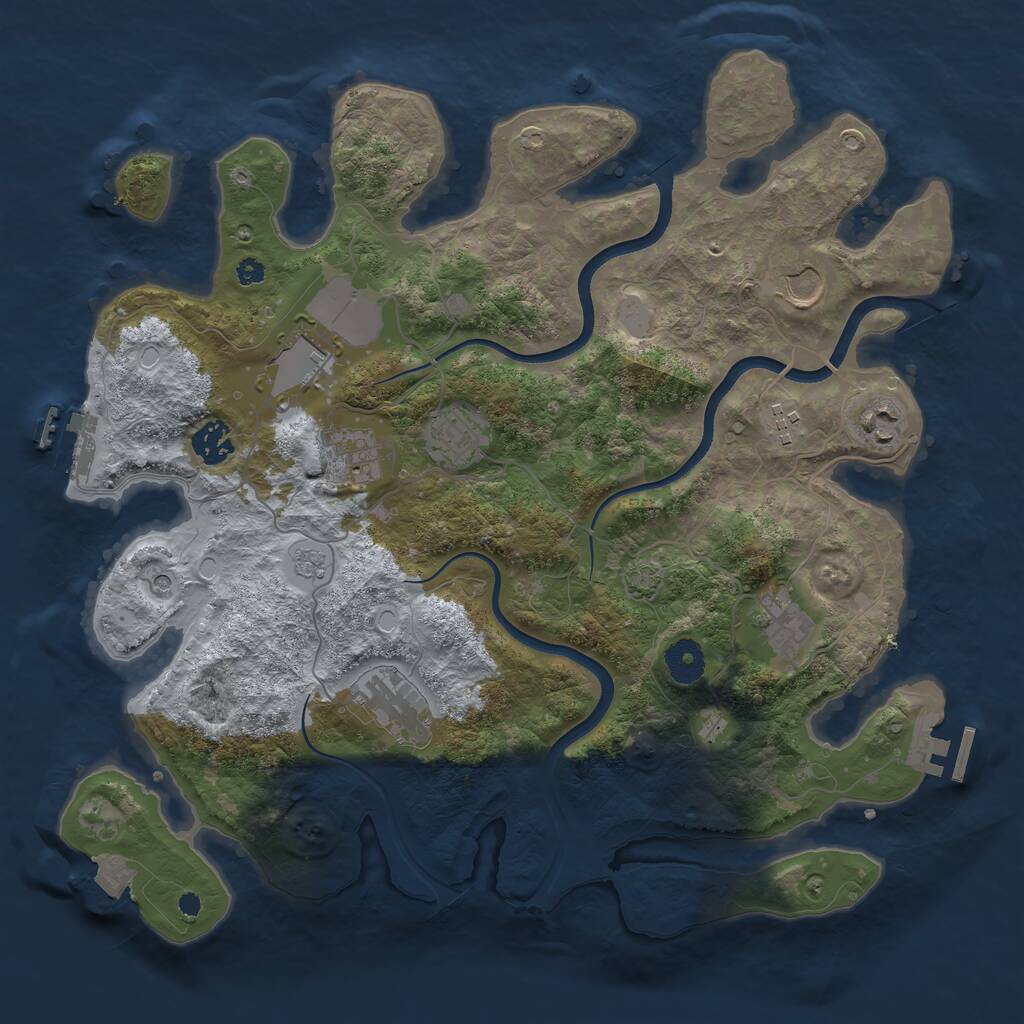 Rust Map: Procedural Map, Size: 3700, Seed: 1659913416, 15 Monuments