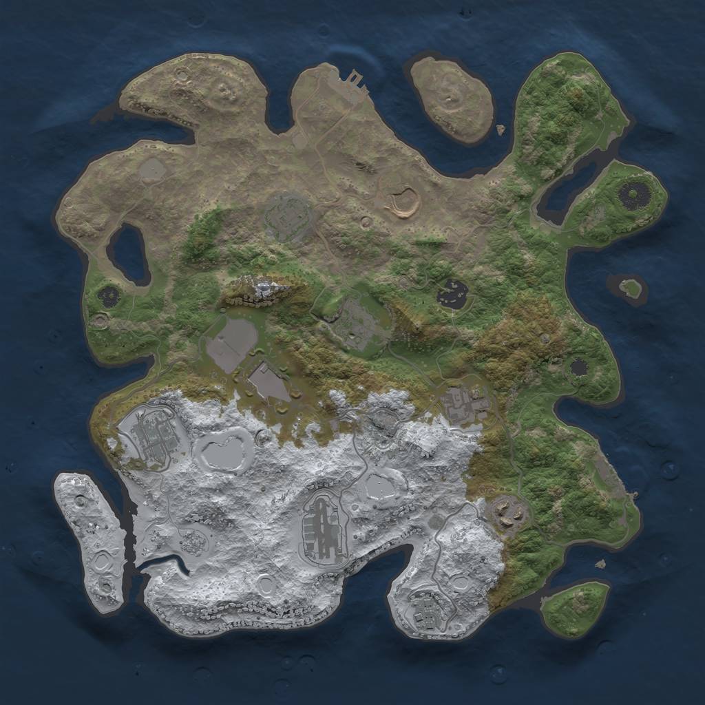Rust Map: Procedural Map, Size: 3500, Seed: 580880081, 18 Monuments