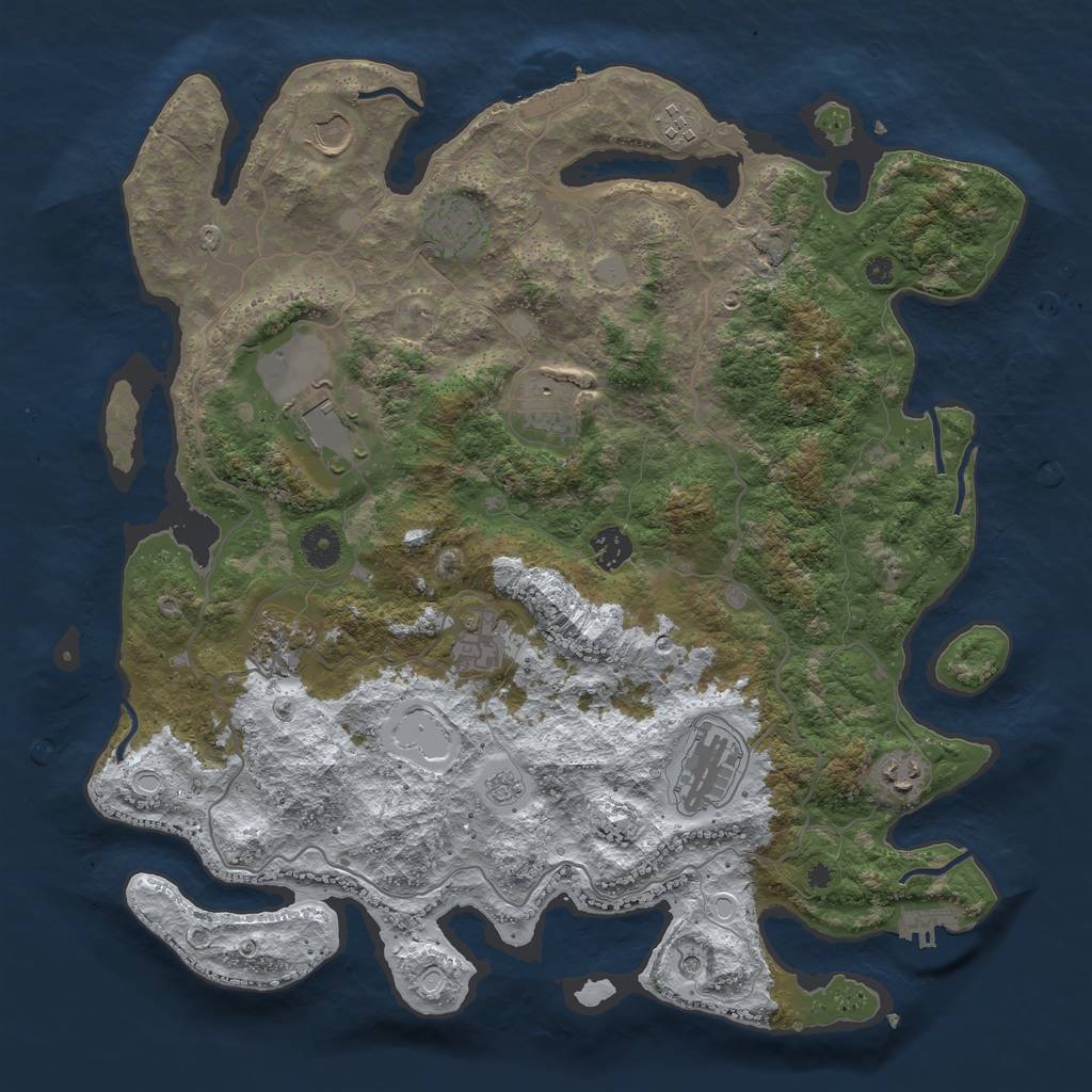 Rust Map: Procedural Map, Size: 4000, Seed: 11111111, 19 Monuments