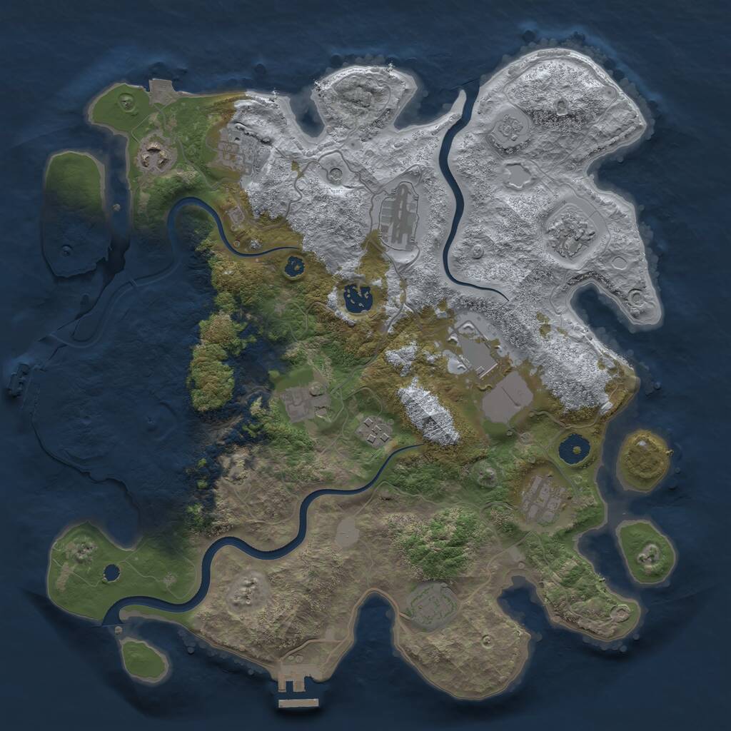 Rust Map: Procedural Map, Size: 3700, Seed: 879160019, 16 Monuments
