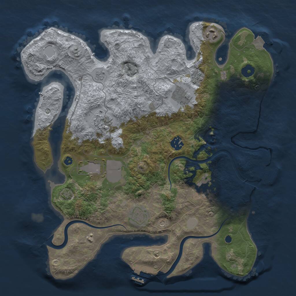 Rust Map: Procedural Map, Size: 3500, Seed: 2074888, 14 Monuments