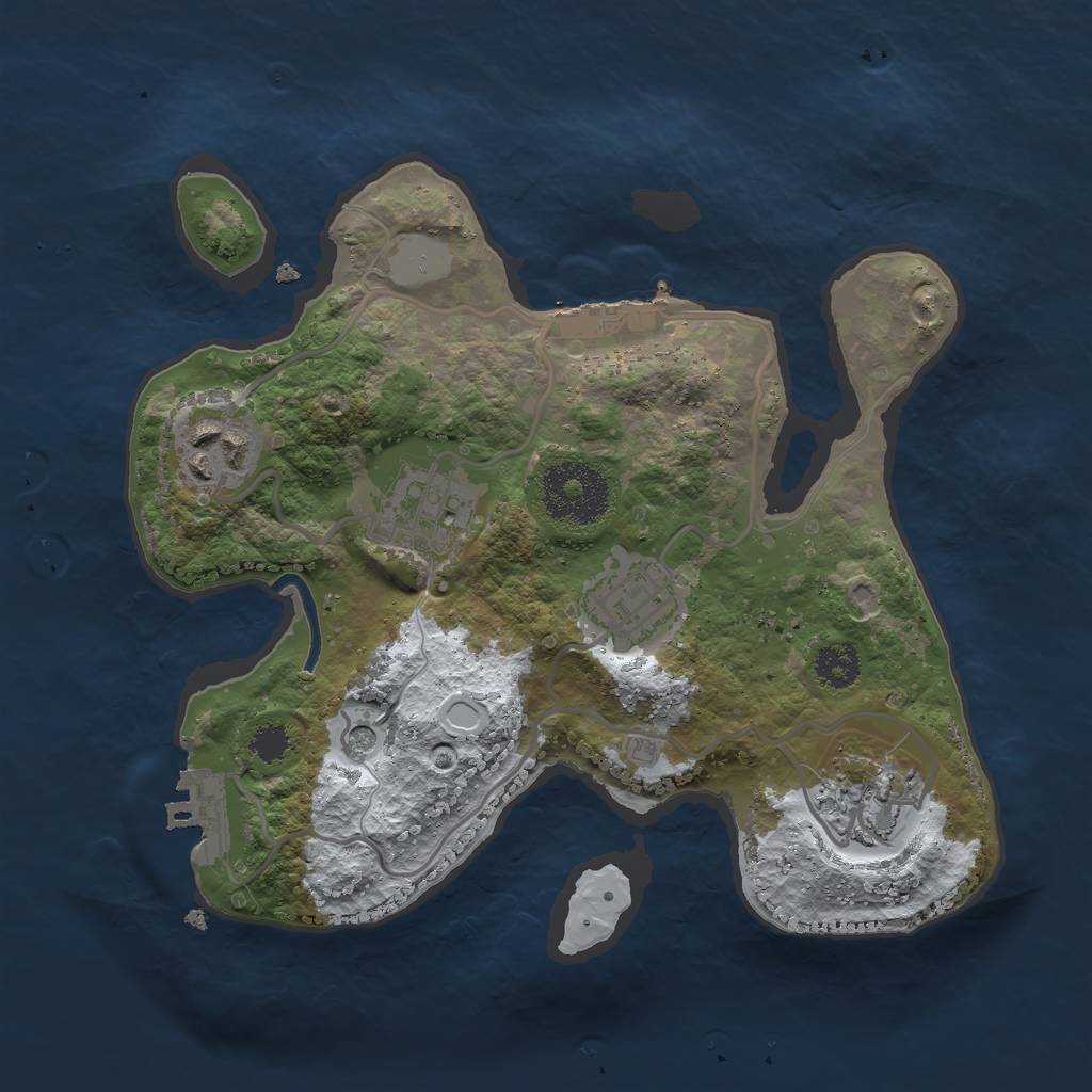 Rust Map: Procedural Map, Size: 2500, Seed: 66243387, 12 Monuments