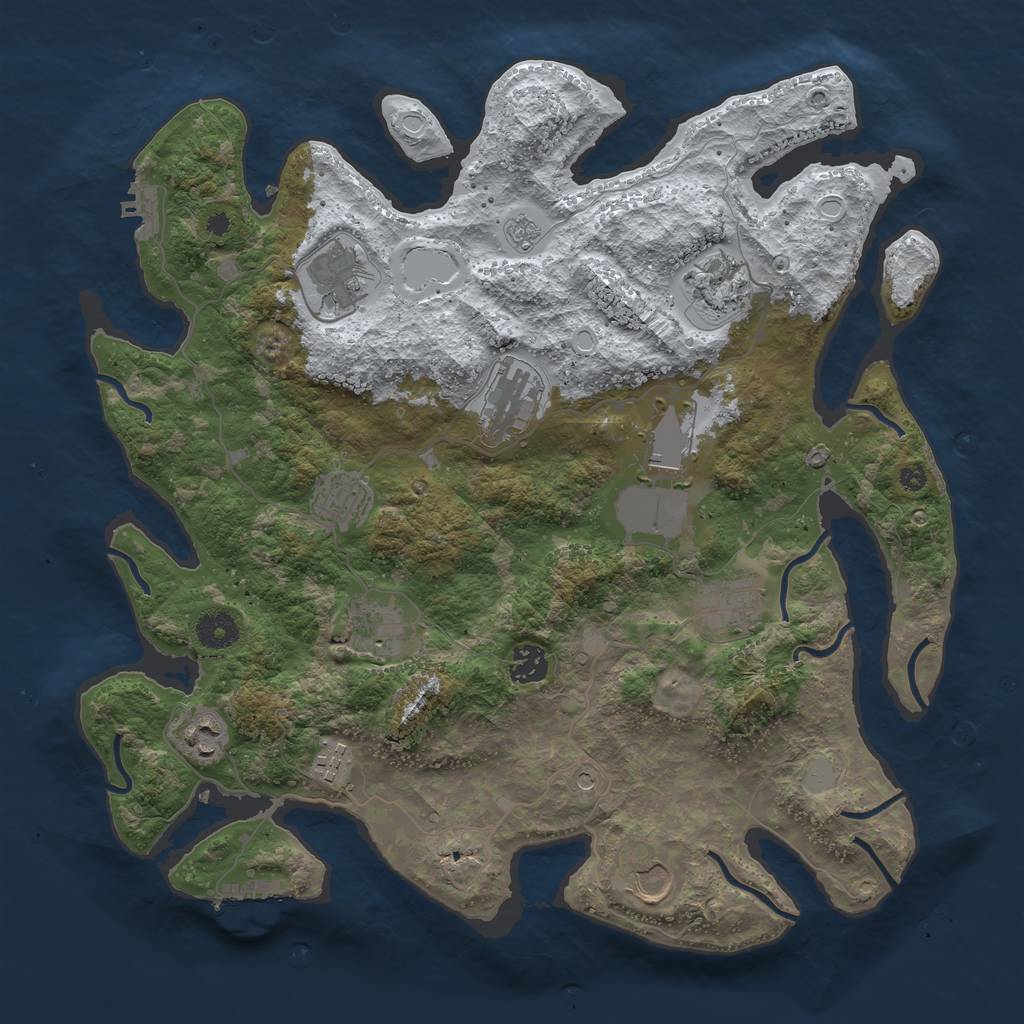 Rust Map: Procedural Map, Size: 3850, Seed: 2024633588, 20 Monuments