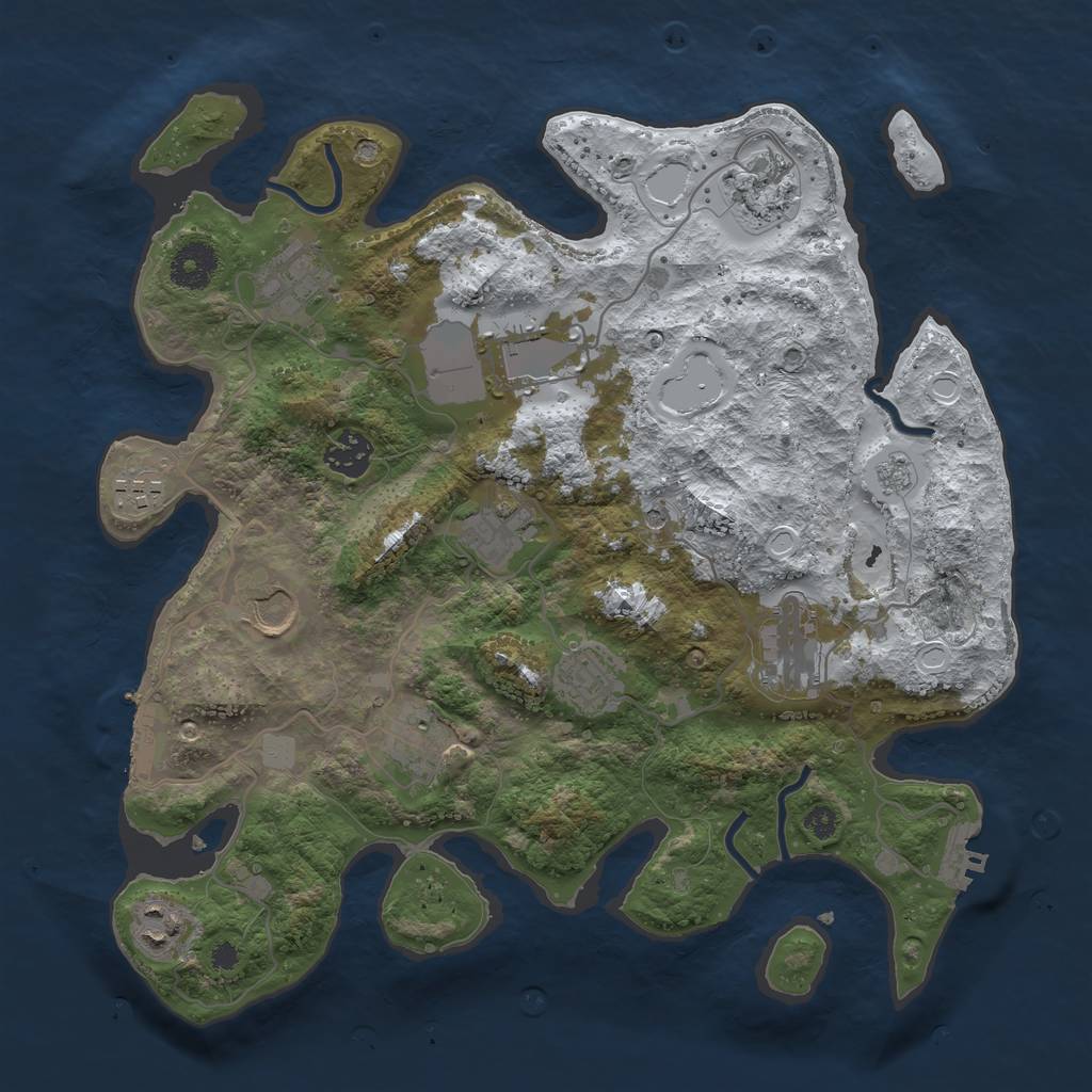 Rust Map: Procedural Map, Size: 3500, Seed: 2077143597, 20 Monuments