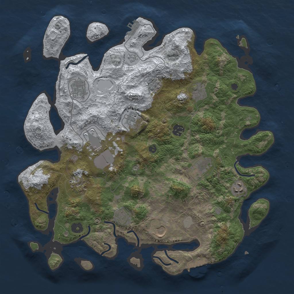 Rust Map: Procedural Map, Size: 3850, Seed: 310208619, 20 Monuments