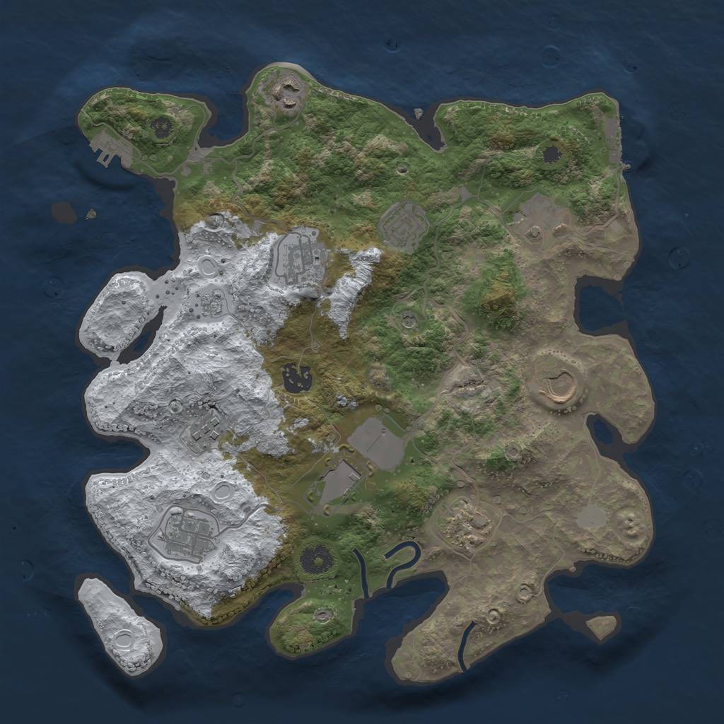 Rust Map: Procedural Map, Size: 3500, Seed: 691337420, 19 Monuments