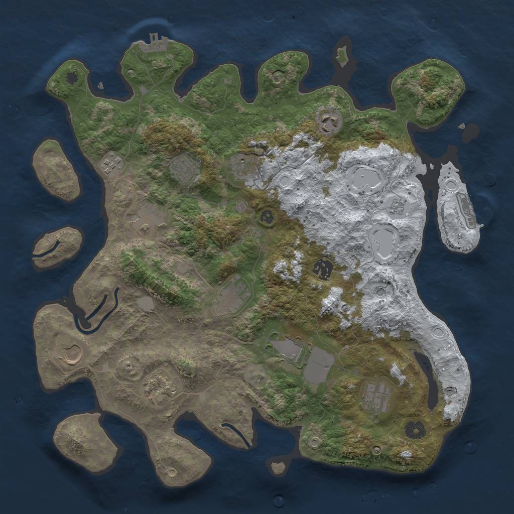 Rust Map: Procedural Map, Size: 3850, Seed: 940971183, 20 Monuments