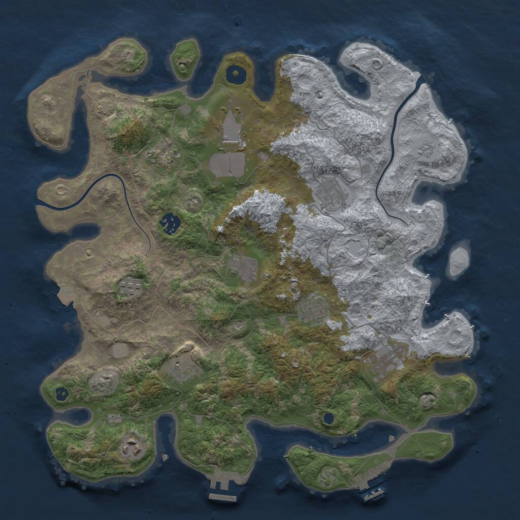 Rust Map: Procedural Map, Size: 3850, Seed: 587701564, 16 Monuments