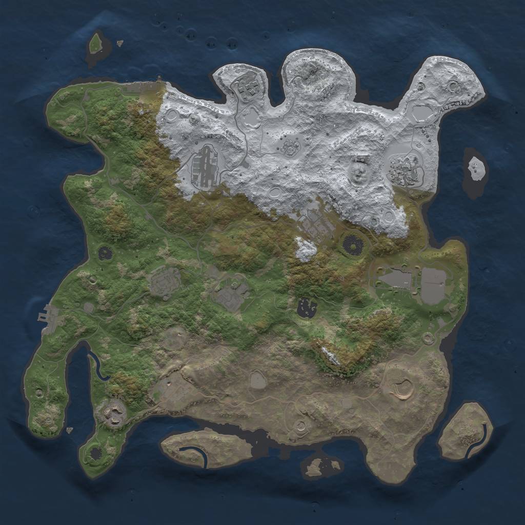 Rust Map: Procedural Map, Size: 3850, Seed: 141619868, 20 Monuments