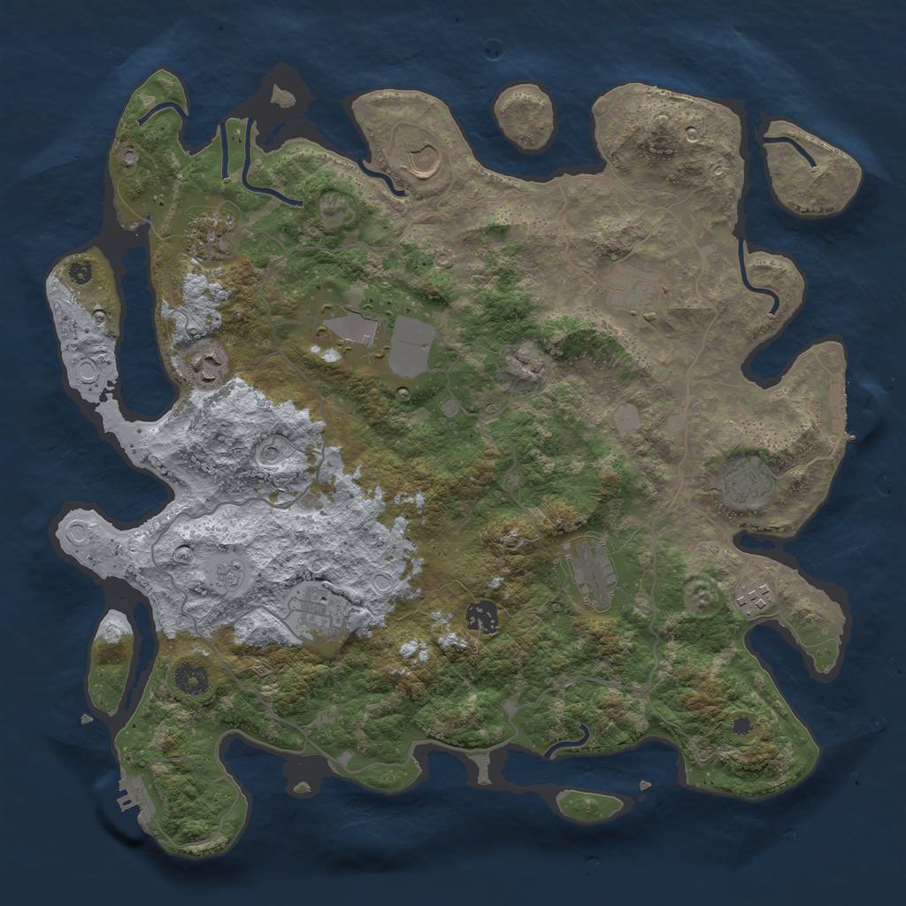 Rust Map: Procedural Map, Size: 4000, Seed: 943982065, 19 Monuments