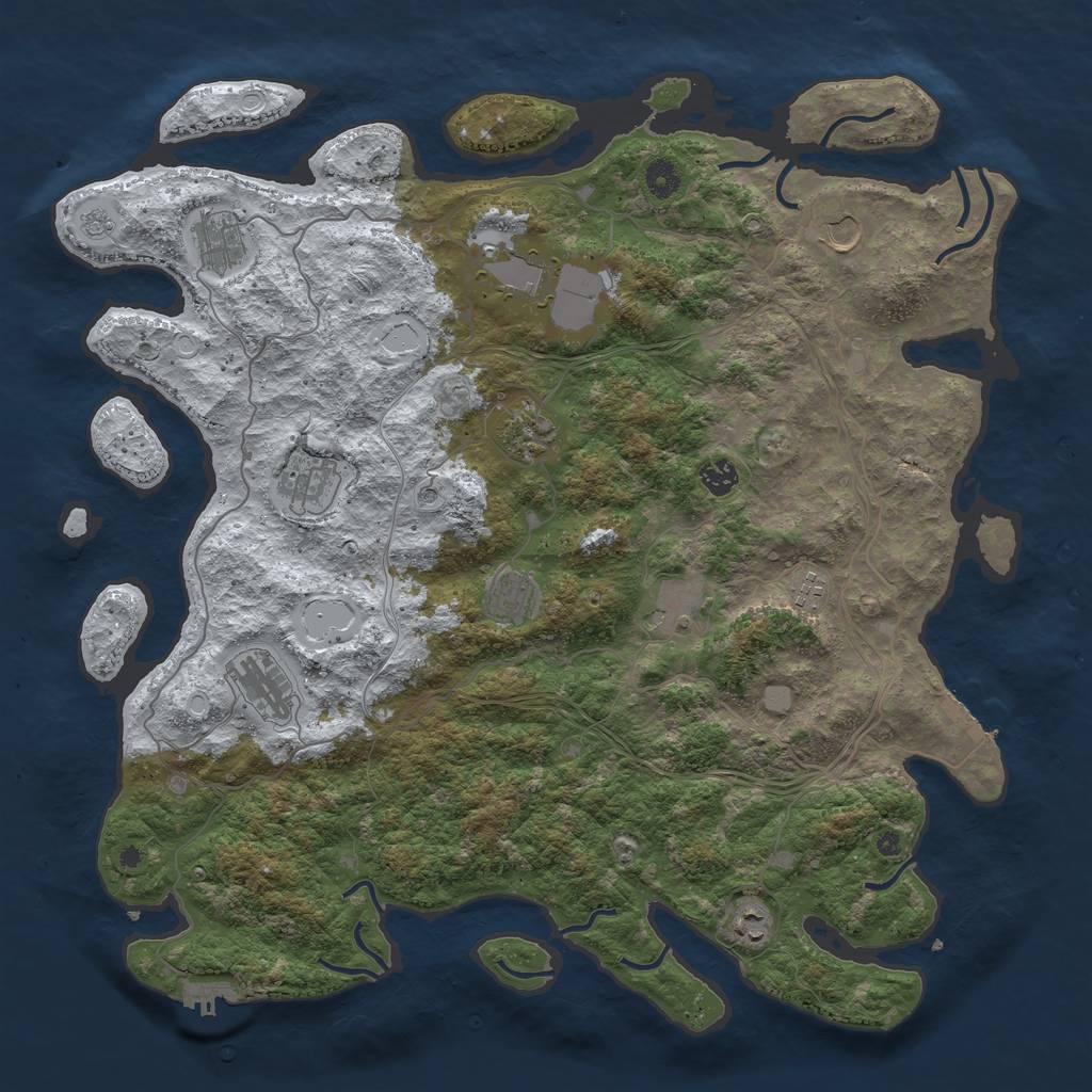 Rust Map: Procedural Map, Size: 4500, Seed: 1569575443, 20 Monuments
