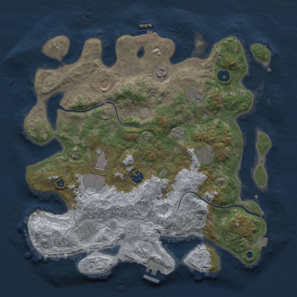Rust Map: Procedural Map, Size: 3750, Seed: 1601914207, 14 Monuments