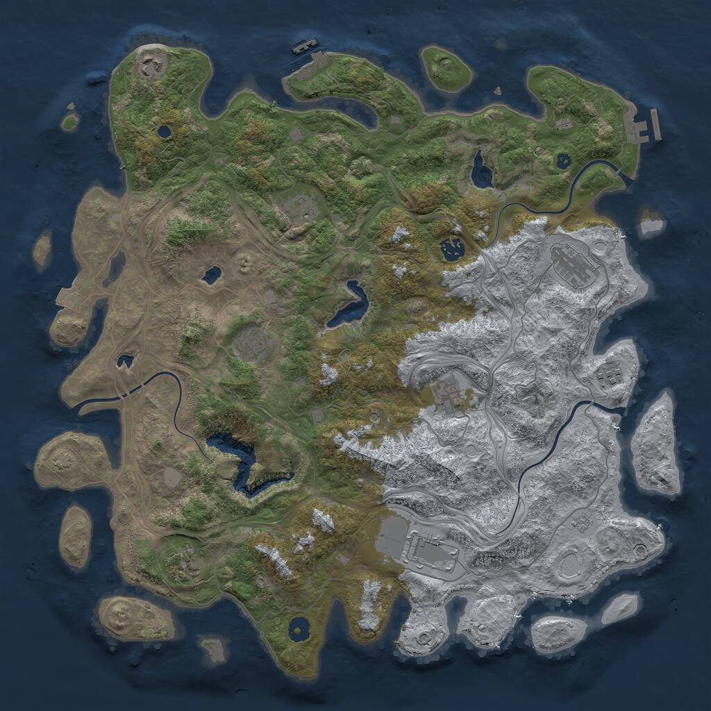 Rust Map: Procedural Map, Size: 4500, Seed: 1791110520, 15 Monuments