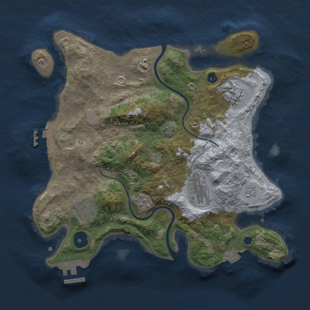 Rust Map: Procedural Map, Size: 3000, Seed: 848732254, 9 Monuments