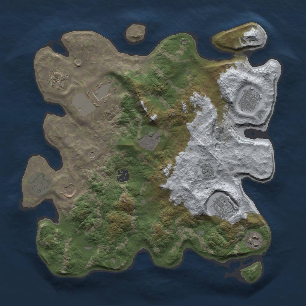 Rust Map: Barren, Size: 3500, Seed: 1591692807, 13 Monuments