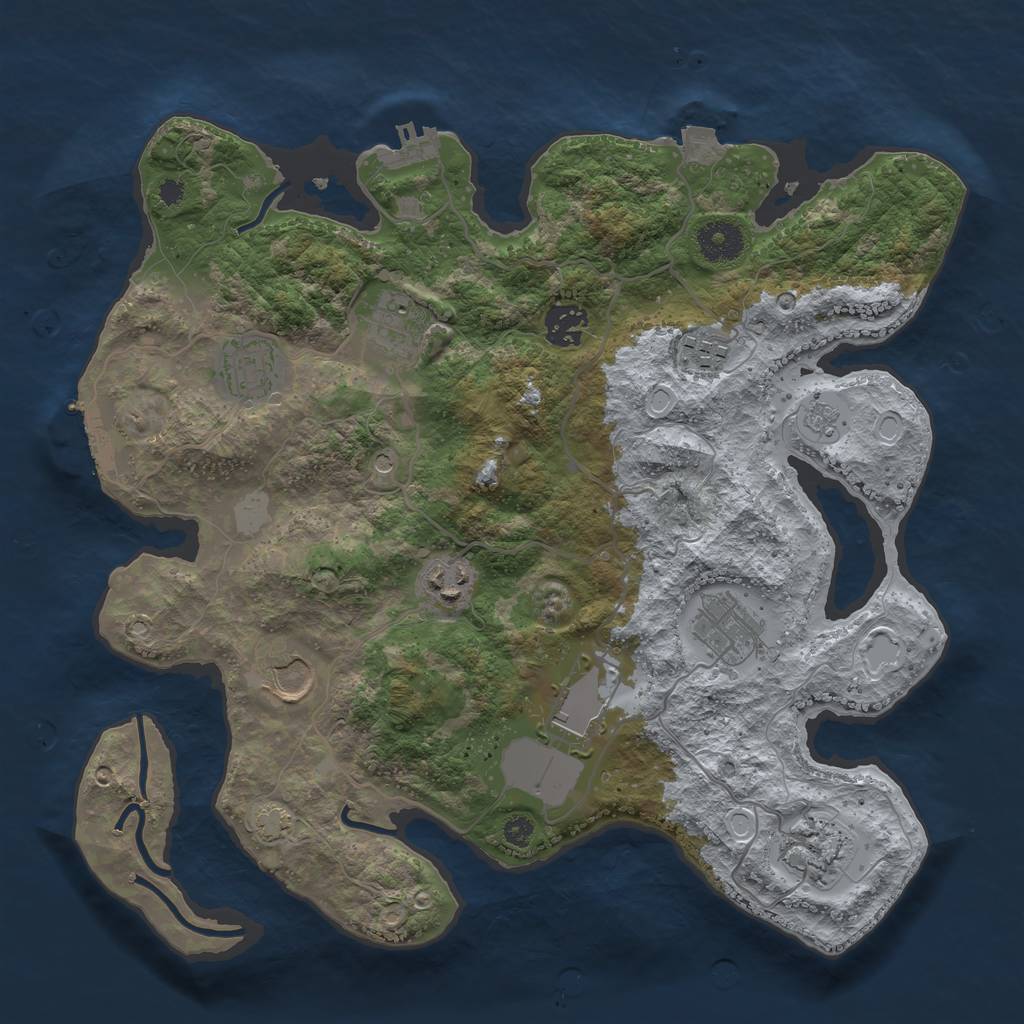 Rust Map: Procedural Map, Size: 3500, Seed: 848319891, 17 Monuments