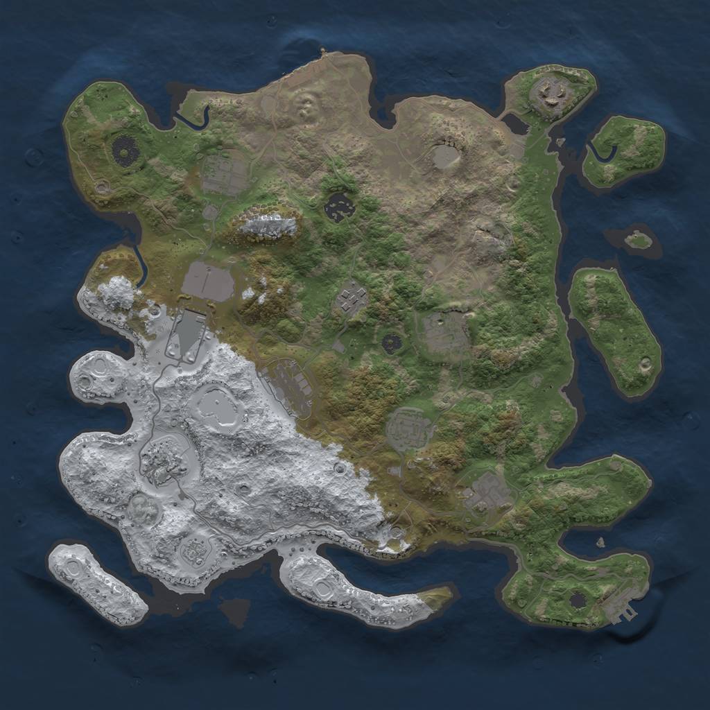 Rust Map: Procedural Map, Size: 3700, Seed: 538443336, 19 Monuments