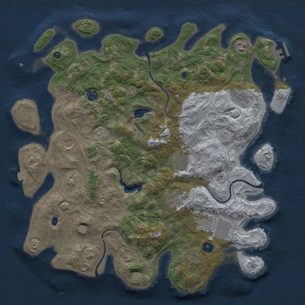 Rust Map: Procedural Map, Size: 4250, Seed: 115795265, 14 Monuments