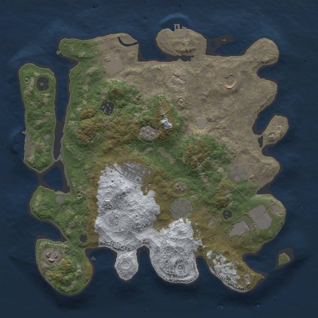 Rust Map: Procedural Map, Size: 3500, Seed: 432415810, 18 Monuments