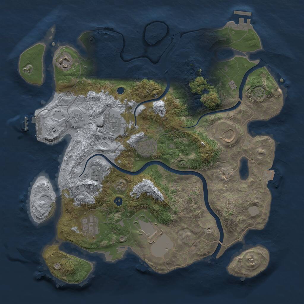 Rust Map: Procedural Map, Size: 3500, Seed: 999922, 13 Monuments
