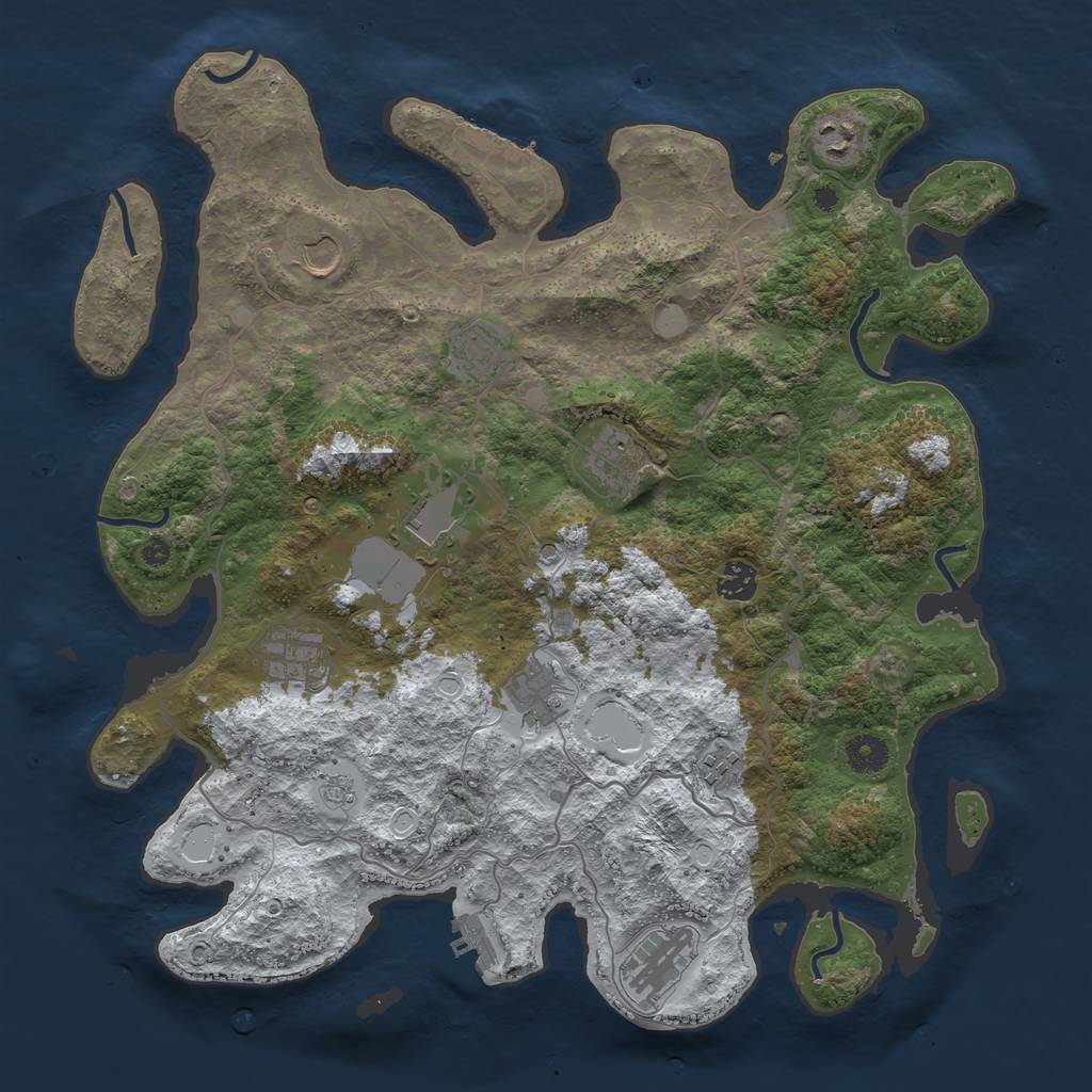 Rust Map: Procedural Map, Size: 4000, Seed: 42537, 19 Monuments