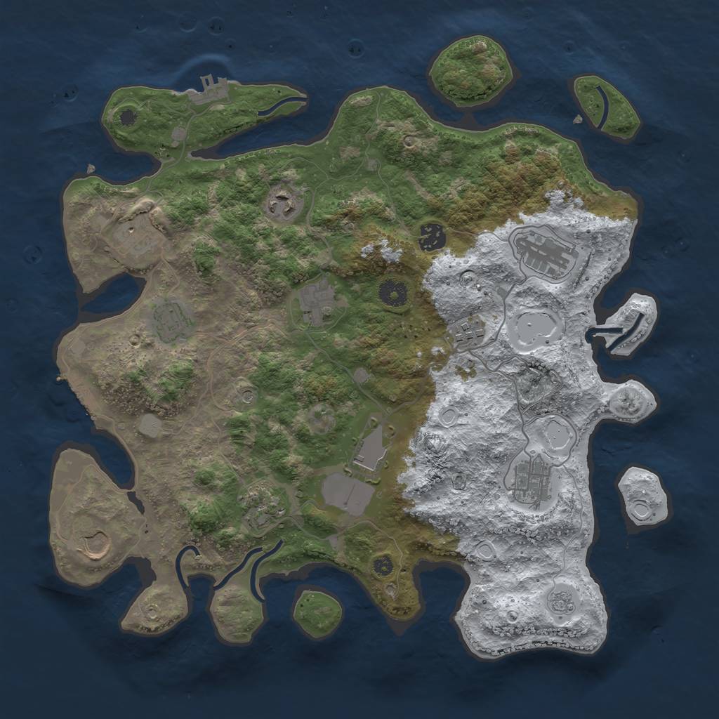 Rust Map: Procedural Map, Size: 3800, Seed: 2011, 20 Monuments