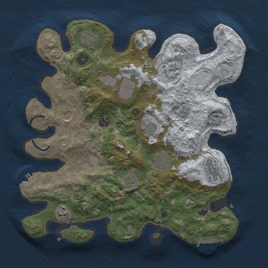 Rust Map: Procedural Map, Size: 3500, Seed: 1714921231, 20 Monuments