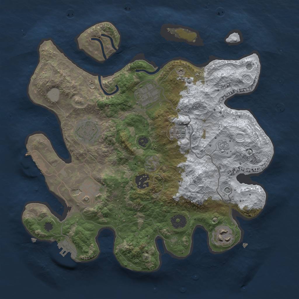 Rust Map: Procedural Map, Size: 3000, Seed: 2080299290, 15 Monuments
