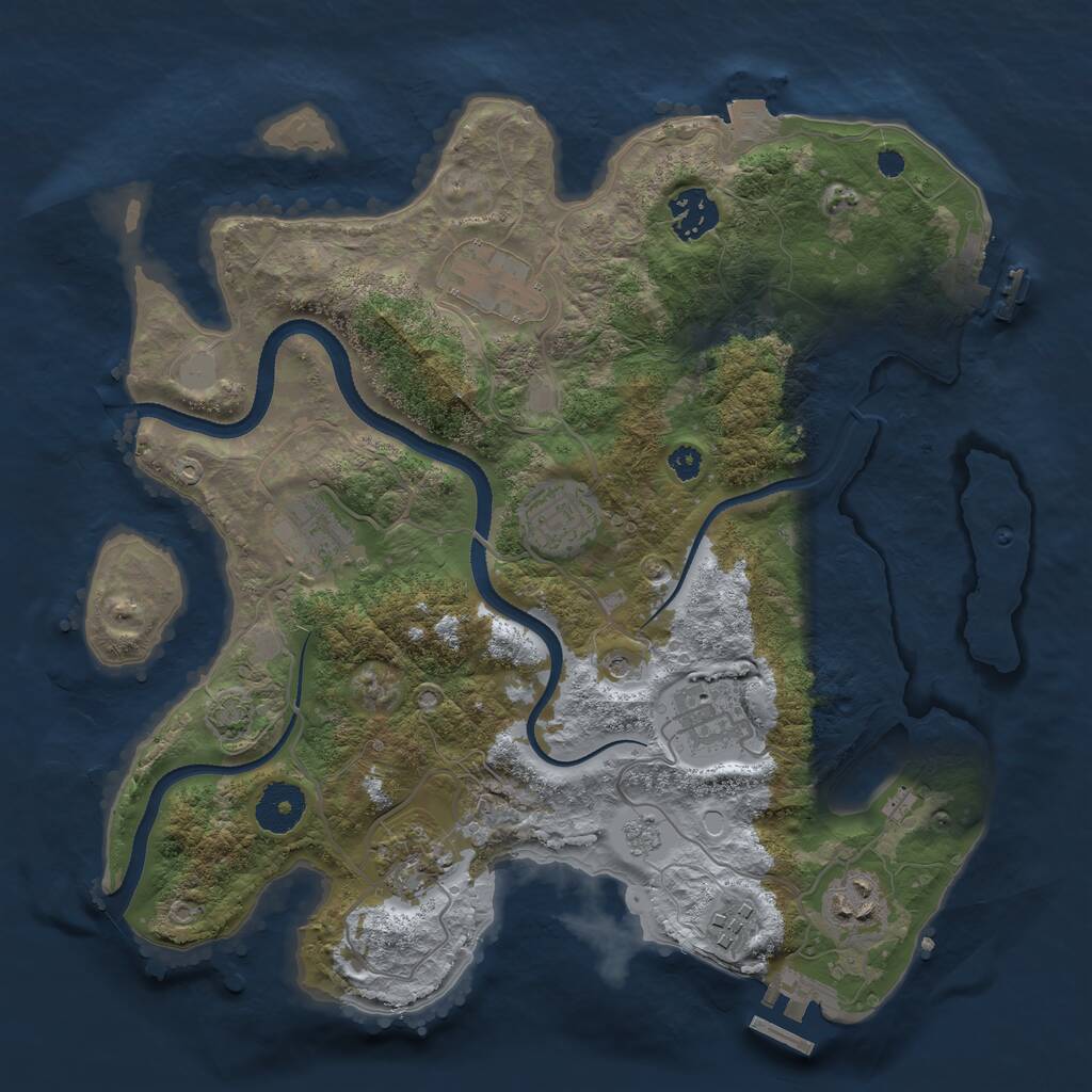 Rust Map: Procedural Map, Size: 3300, Seed: 45356843, 14 Monuments