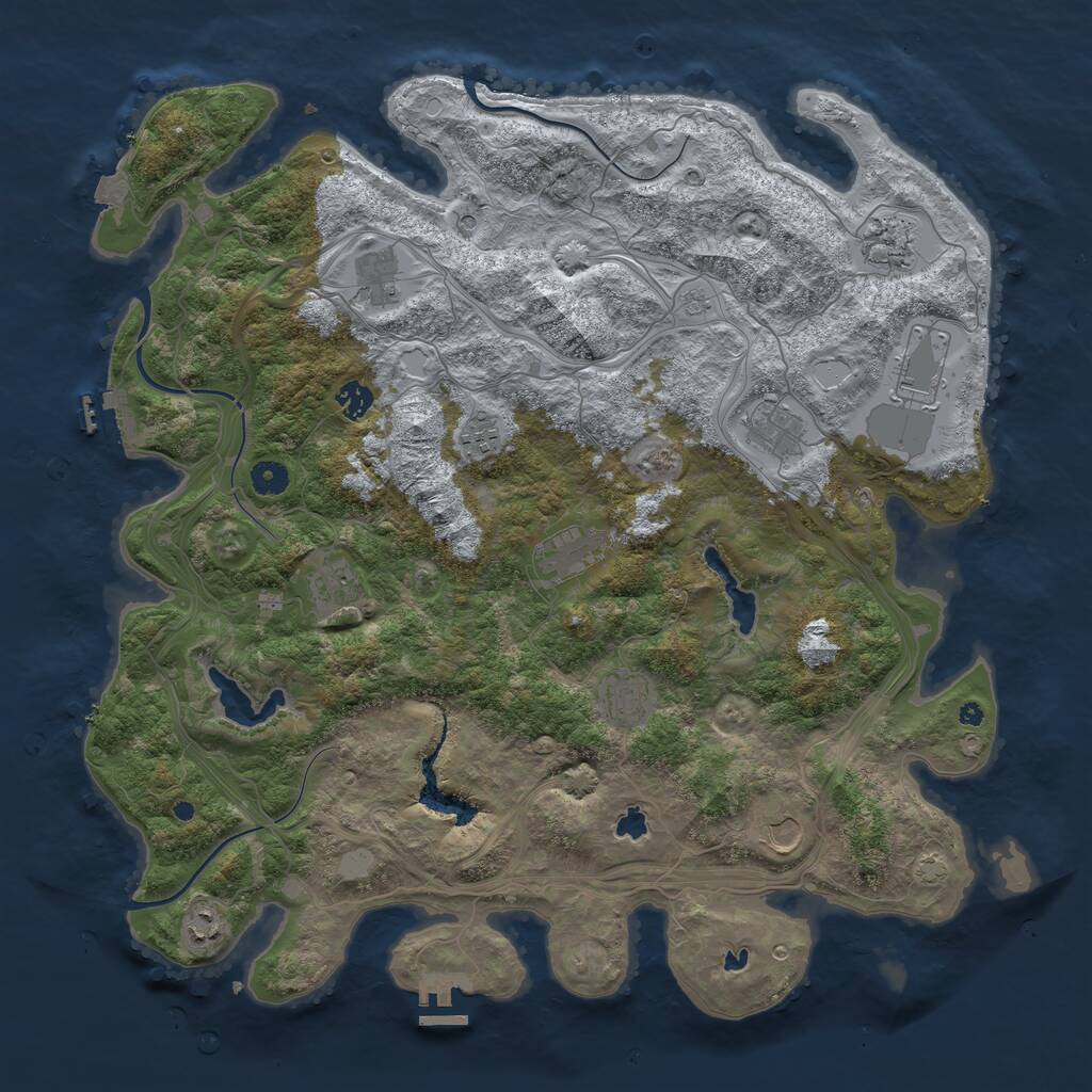 Rust Map: Procedural Map, Size: 4500, Seed: 517502484, 17 Monuments