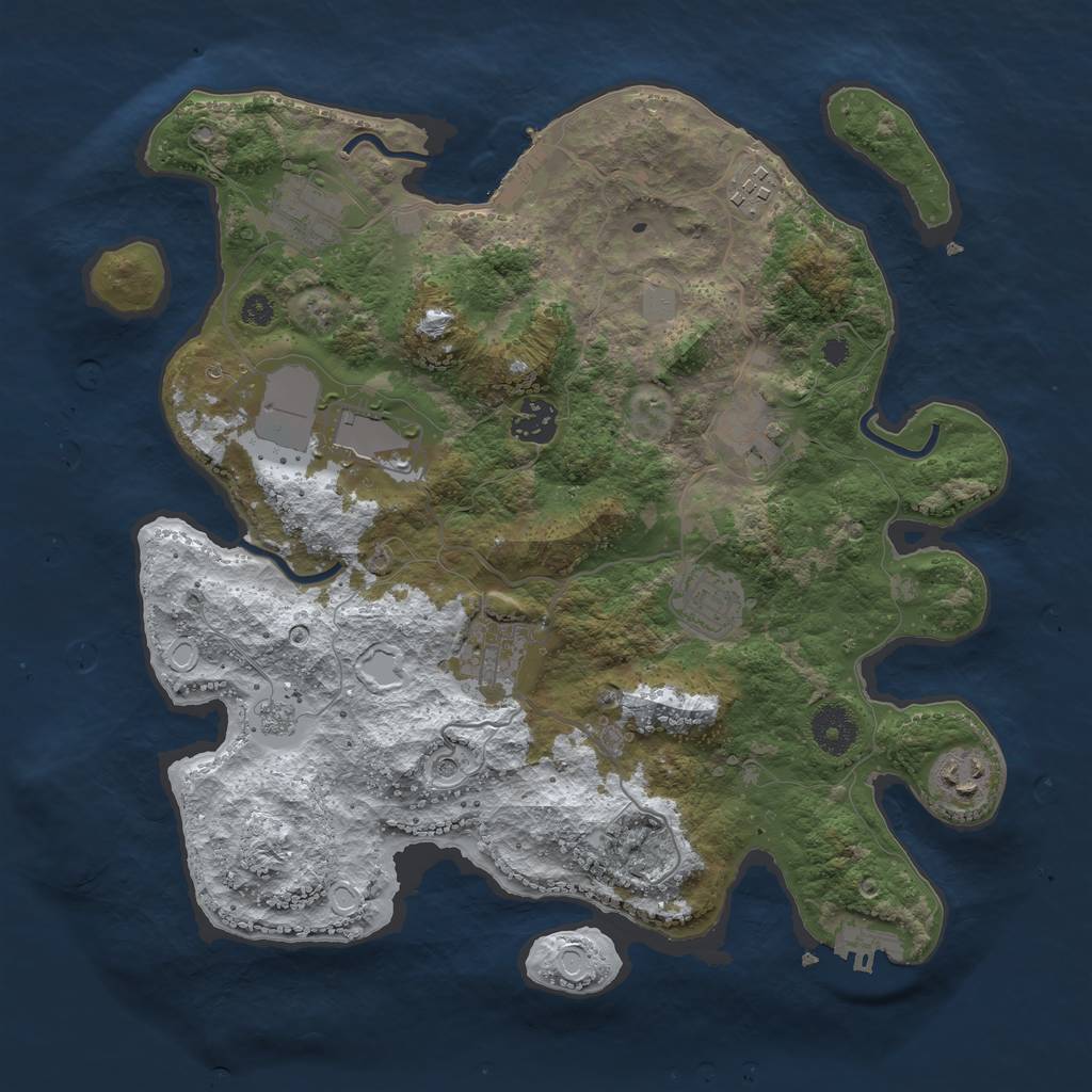 Rust Map: Procedural Map, Size: 3500, Seed: 1809224273, 17 Monuments