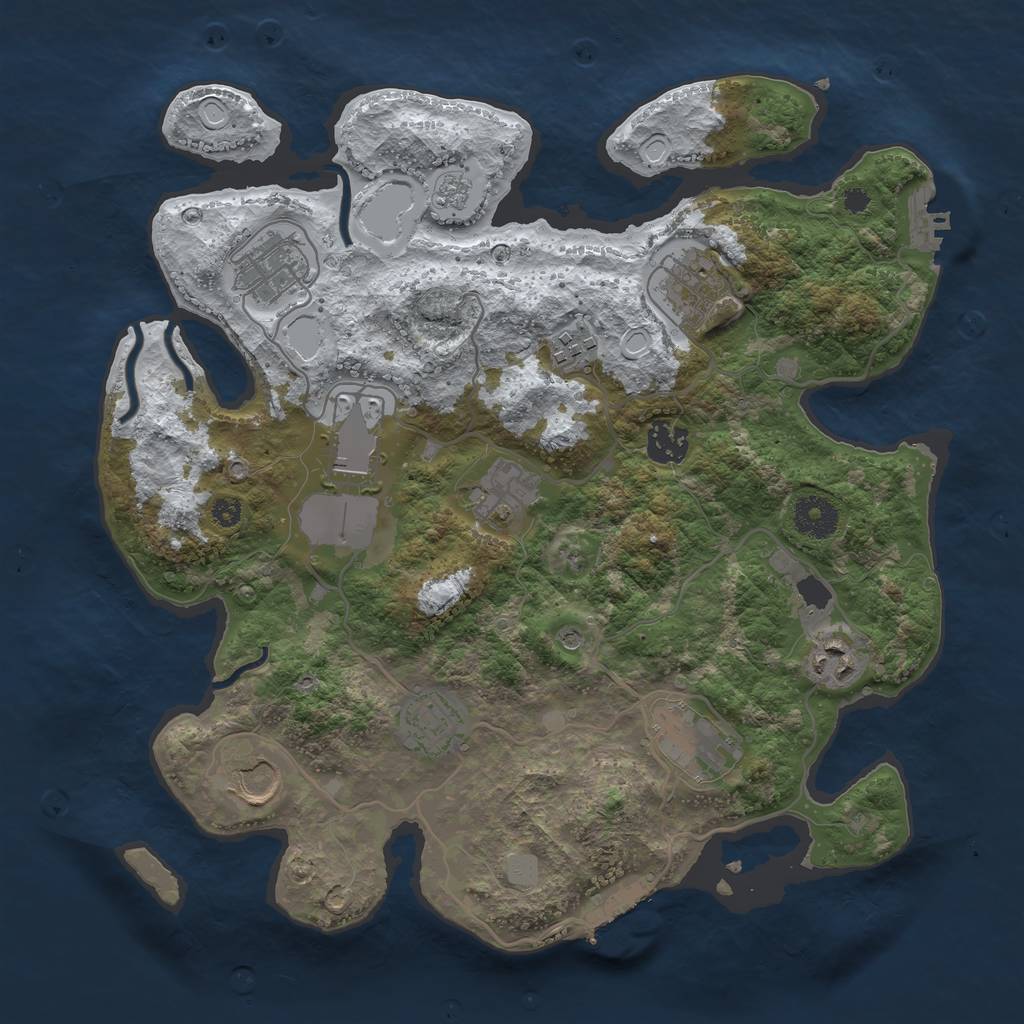 Rust Map: Procedural Map, Size: 3500, Seed: 1687844691, 19 Monuments
