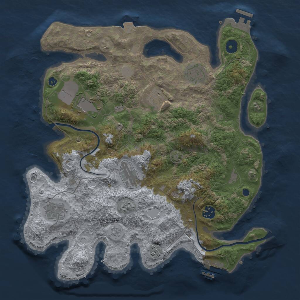 Rust Map: Procedural Map, Size: 3500, Seed: 774636116, 13 Monuments