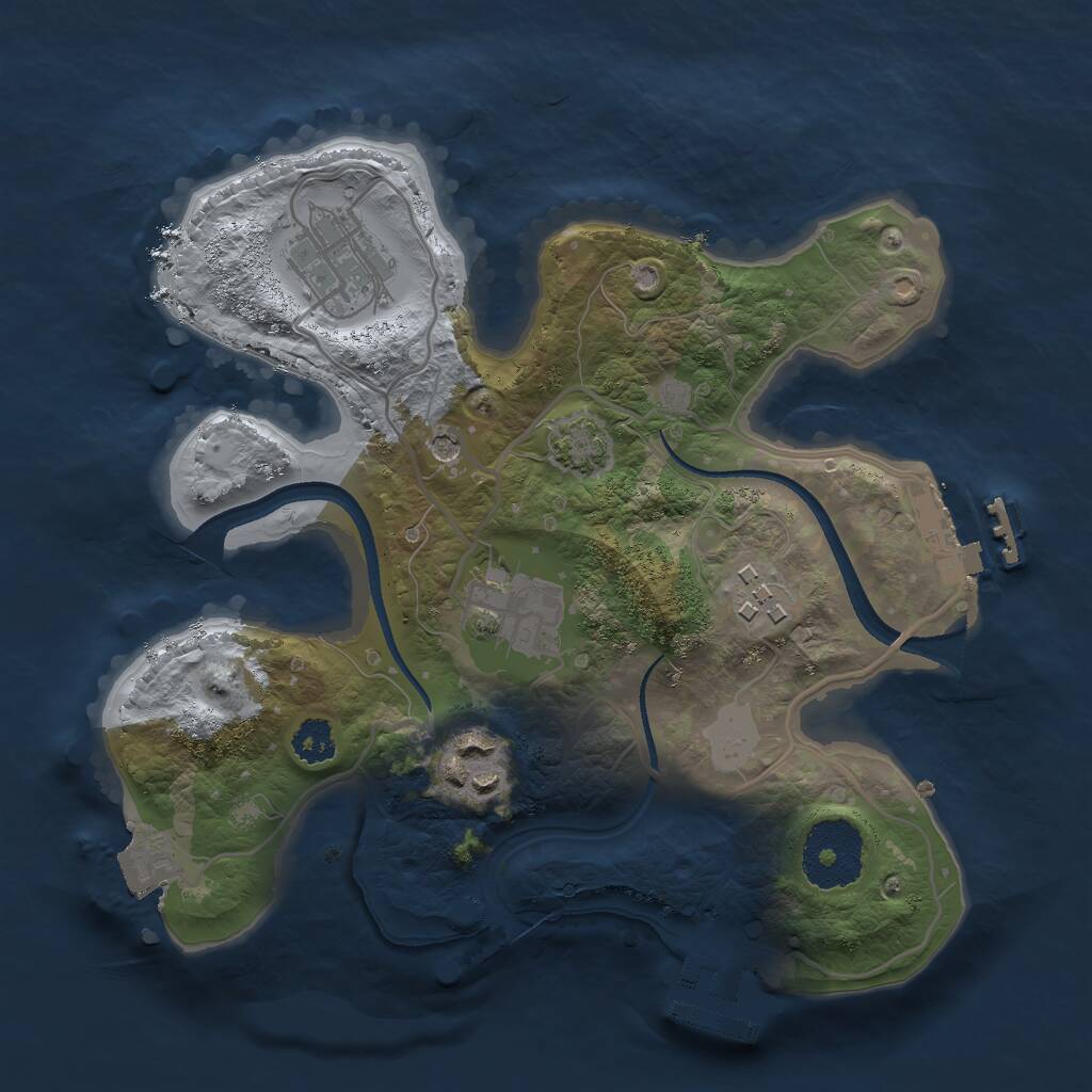 Rust Map: Procedural Map, Size: 2500, Seed: 896695877, 9 Monuments