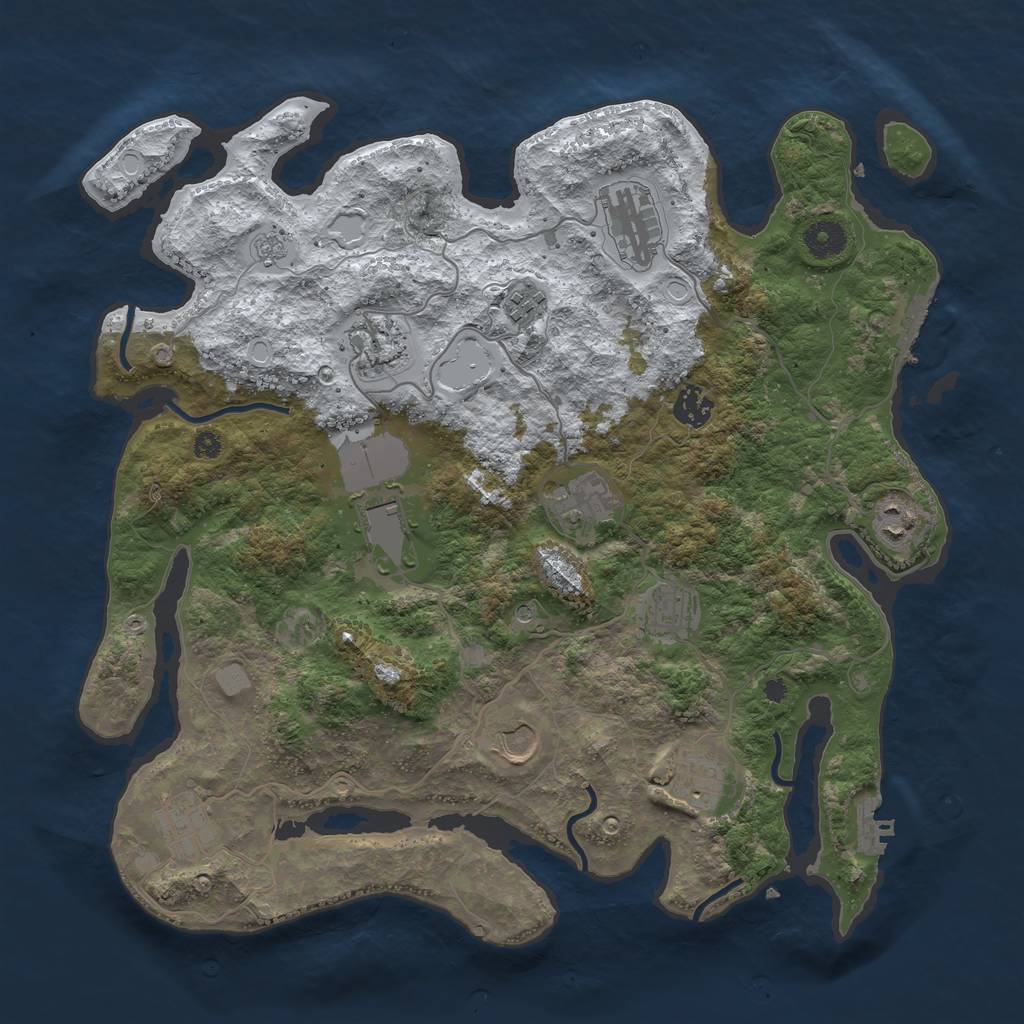 Rust Map: Procedural Map, Size: 3850, Seed: 794734587, 20 Monuments