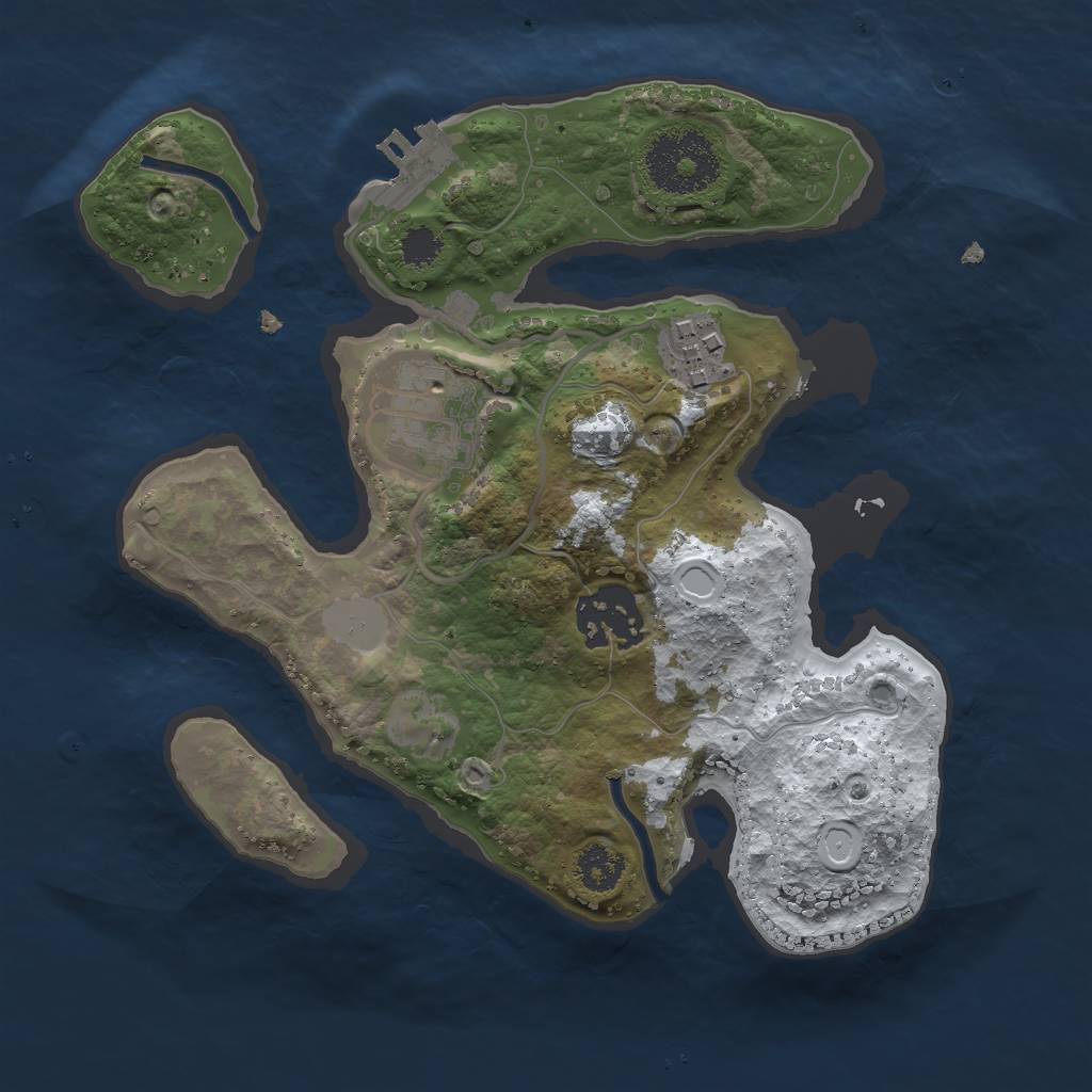 Rust Map: Procedural Map, Size: 2400, Seed: 20200806, 9 Monuments