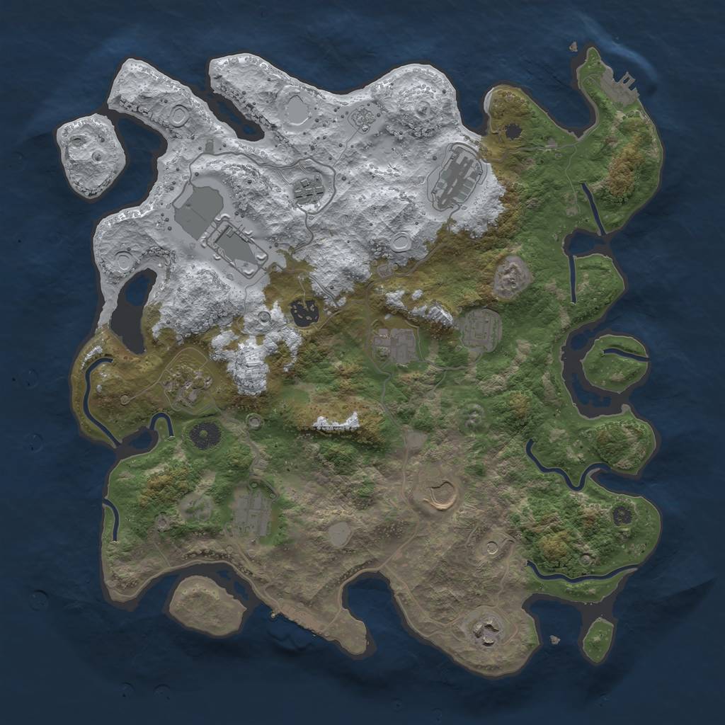 Rust Map: Procedural Map, Size: 3800, Seed: 4235, 19 Monuments