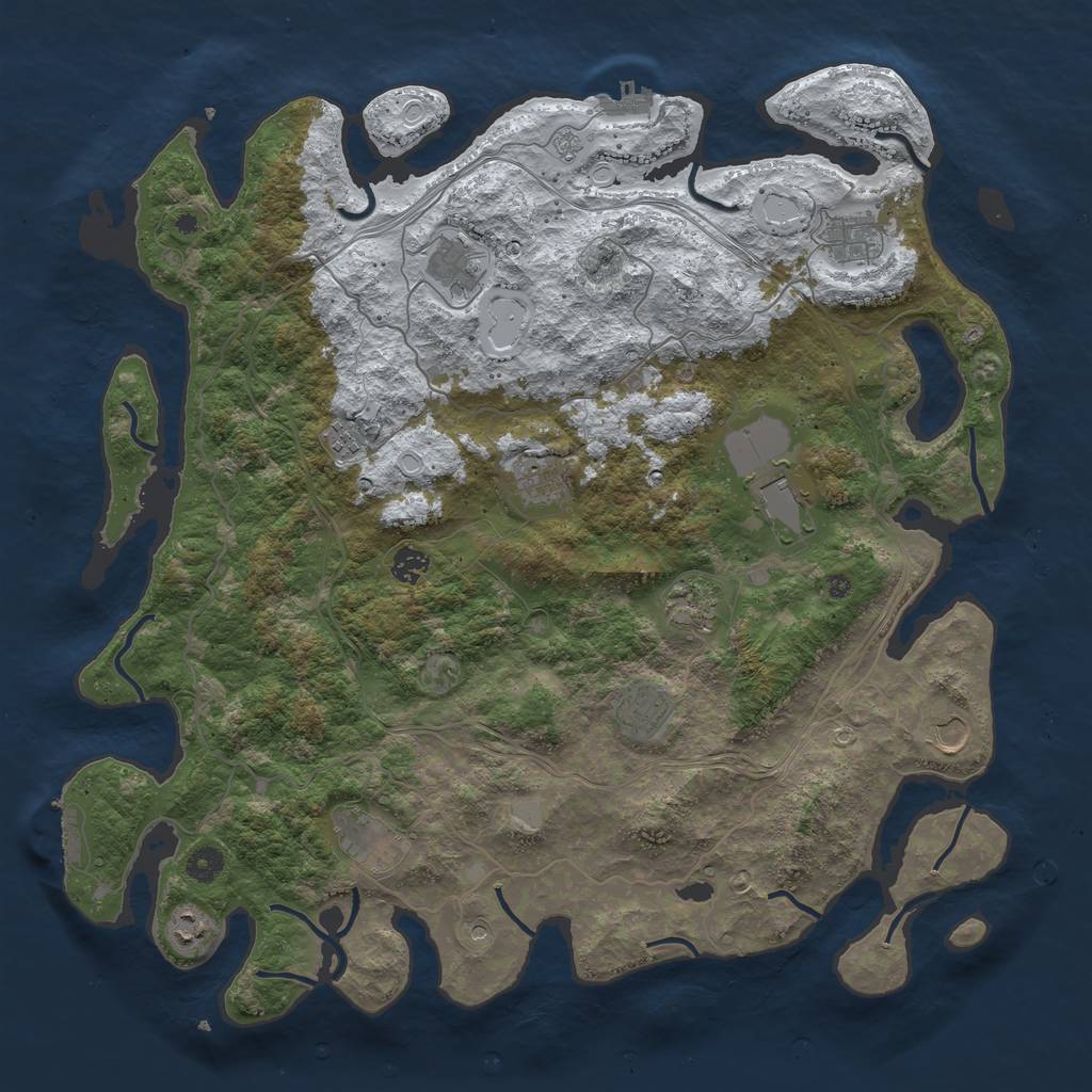 Rust Map: Procedural Map, Size: 4500, Seed: 284655118, 20 Monuments